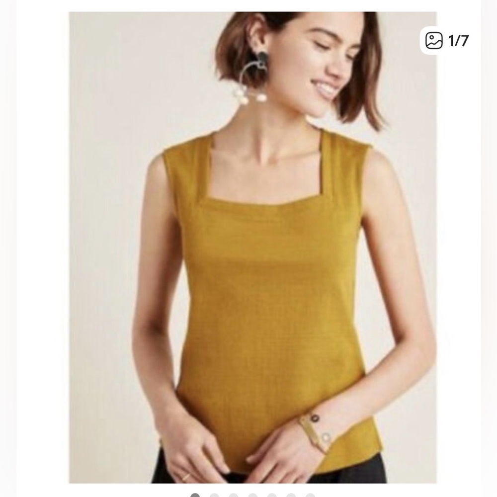 Anthropologie Golden Olive Textured Sleeveless Top, S, NWOT